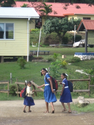 Going to school freshly pressed and ribboned, Savusavu, Fiji